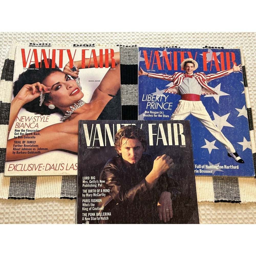 Vanity Fair Magazines 1986 (Lot Of 3) Sean Penn, Bianca Jagger + Ron Reagan Jr - Picture 2 of 9